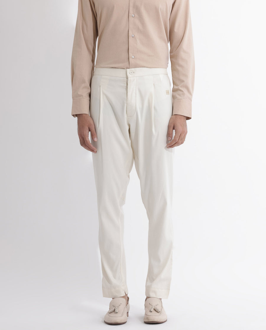 Rare Rabbit Men's Polin Beige Viscose Plain Slim Fit Pajama