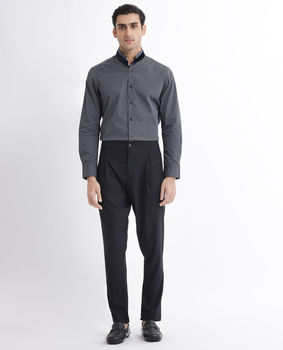 Rare Rabbit Men's Polin Black Viscose Plain Slim Fit Pajama