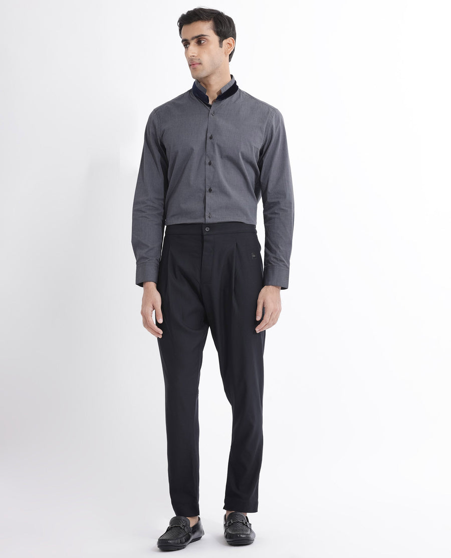 Rare Rabbit Men's Polin Black Viscose Plain Slim Fit Pajama