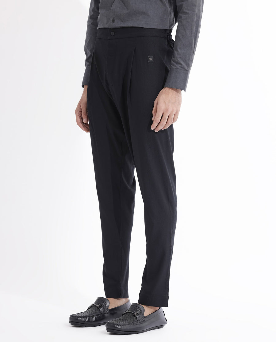 Rare Rabbit Men's Polin Black Viscose Plain Slim Fit Pajama