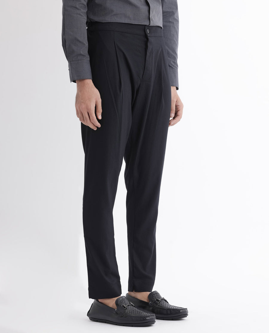 Rare Rabbit Men's Polin Black Viscose Plain Slim Fit Pajama