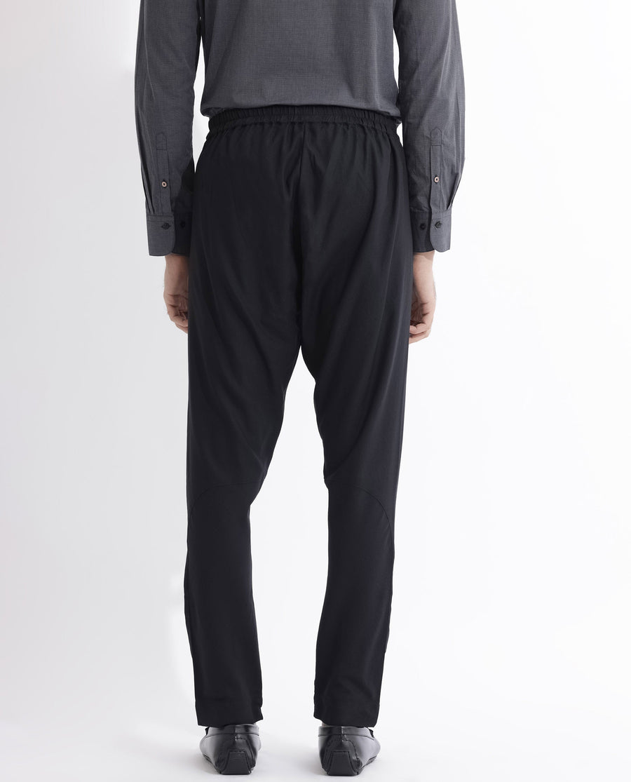Rare Rabbit Men's Polin Black Viscose Plain Slim Fit Pajama