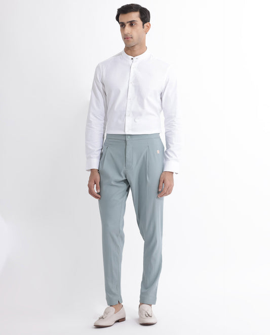Rare Rabbit Men's Polin Light Blue Viscose Plain Slim Fit Pajama