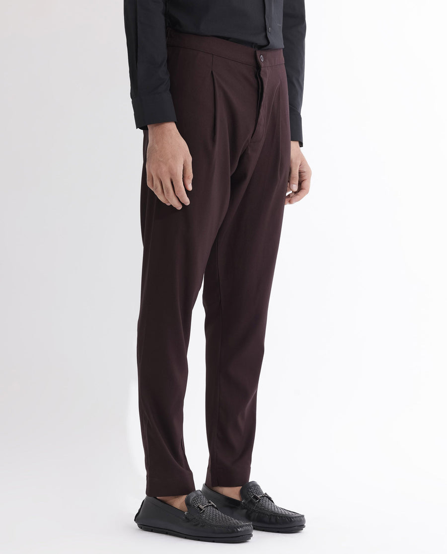Rare Rabbit Men's Polin Maroon Viscose Plain Slim Fit Pajama