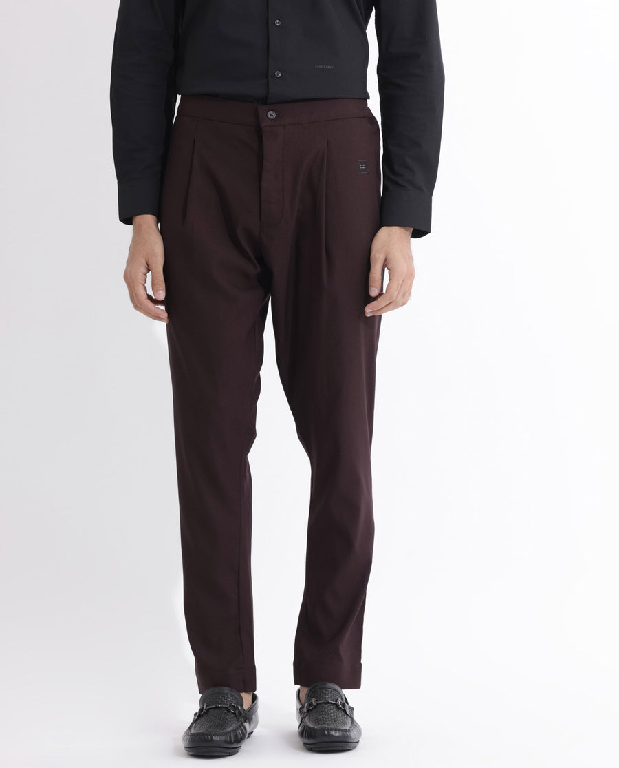Rare Rabbit Men's Polin Maroon Viscose Plain Slim Fit Pajama