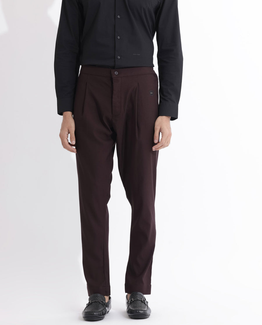 Rare Rabbit Men's Polin Maroon Viscose Plain Slim Fit Pajama
