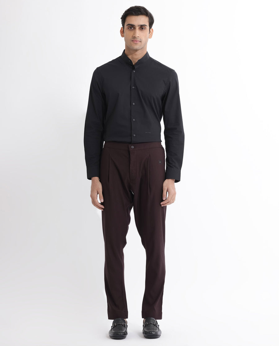 Rare Rabbit Men's Polin Maroon Viscose Plain Slim Fit Pajama