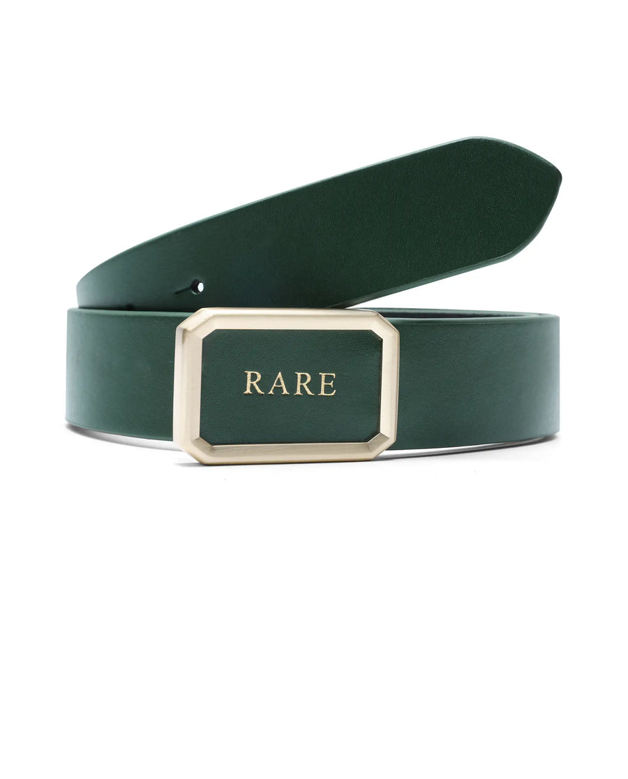Rare Rabbit Men Poze Emrald Green Leather Belt