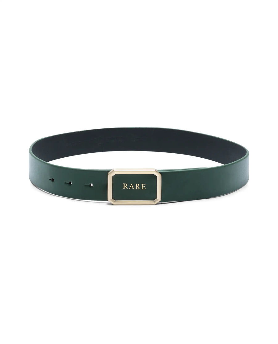 Rare Rabbit Men Poze Emrald Green Leather Belt