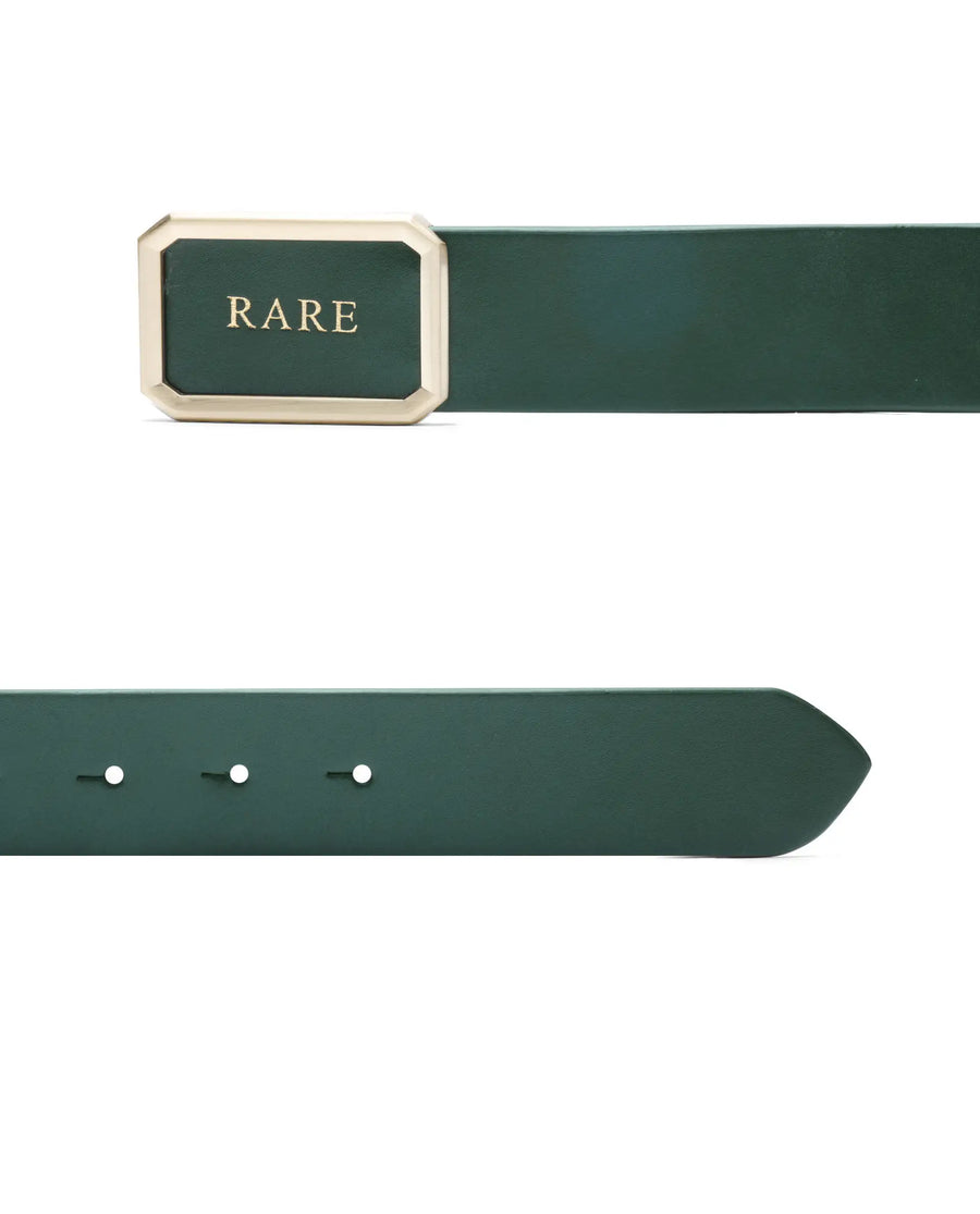 Rare Rabbit Men Poze Emrald Green Leather Belt