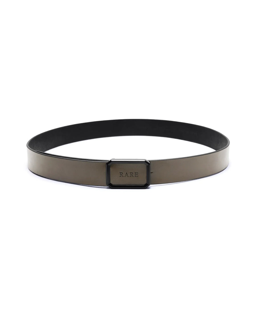 Rare Rabbit Men's Poze Olive Genuine Leather Plain Belt