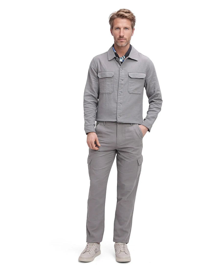 Rare Rabbit Men's Presso Light Grey Cotton Plain Relaxed Fit Trouser
