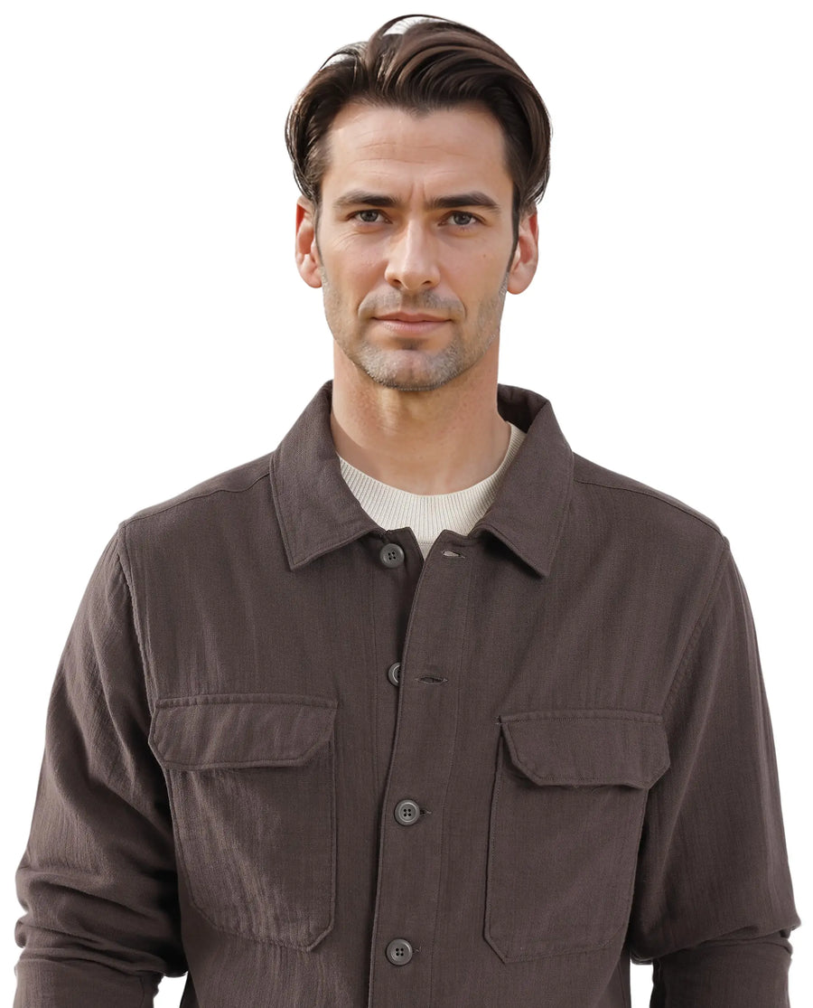 Rare Rabbit Men's Prest Dusky Brown Cotton Plain Regular Fit Full Sleeve Collared Shirt