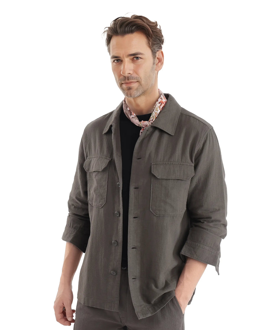 Rare Rabbit Men's Prest Dusky Green Cotton Plain Regular Fit Full Sleeve Collared Shirt