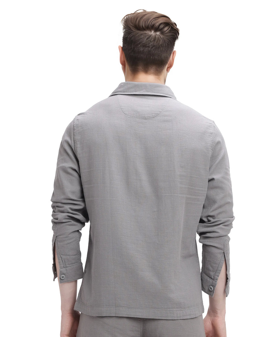 Rare Rabbit Men's Prest Dusky Brown Cotton Plain Regular Fit Full Sleeve Collared Shirt
