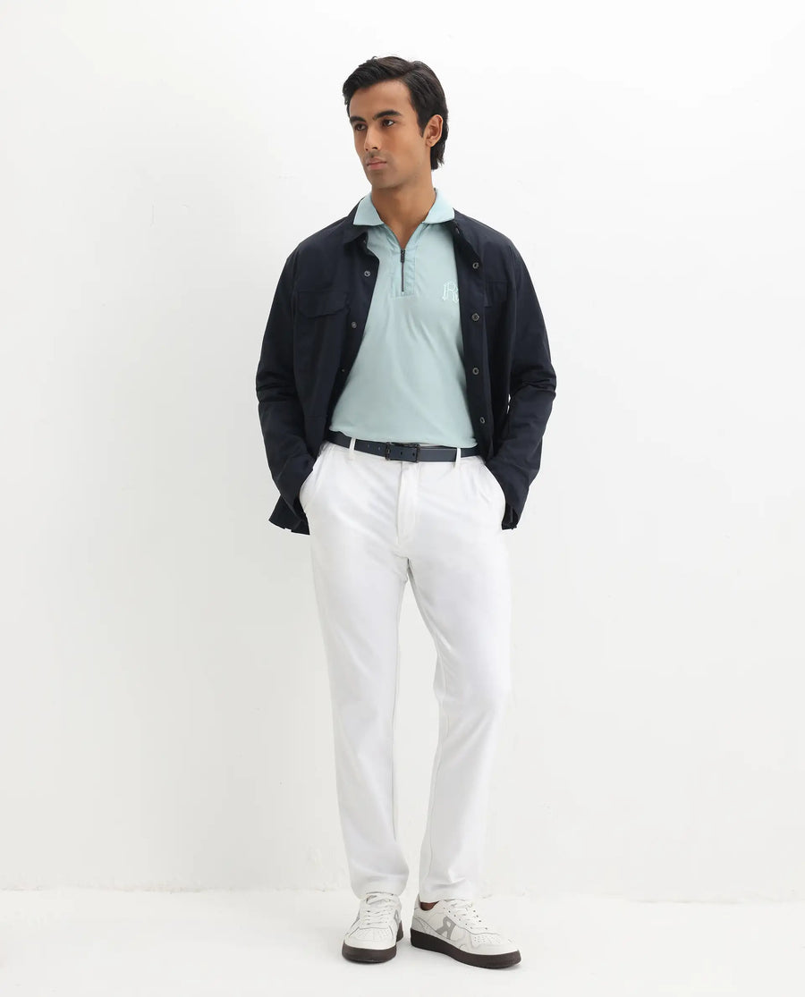 Rare Rabbit Men's Presto Light Blue Cotton Embroidered Regular Fit Half Sleeve Polo