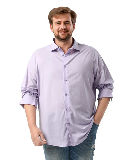 Rare Rabbit Men's Purl Big Purple Cotton Fabric Full Sleeve Collared Neck Plain Shirt