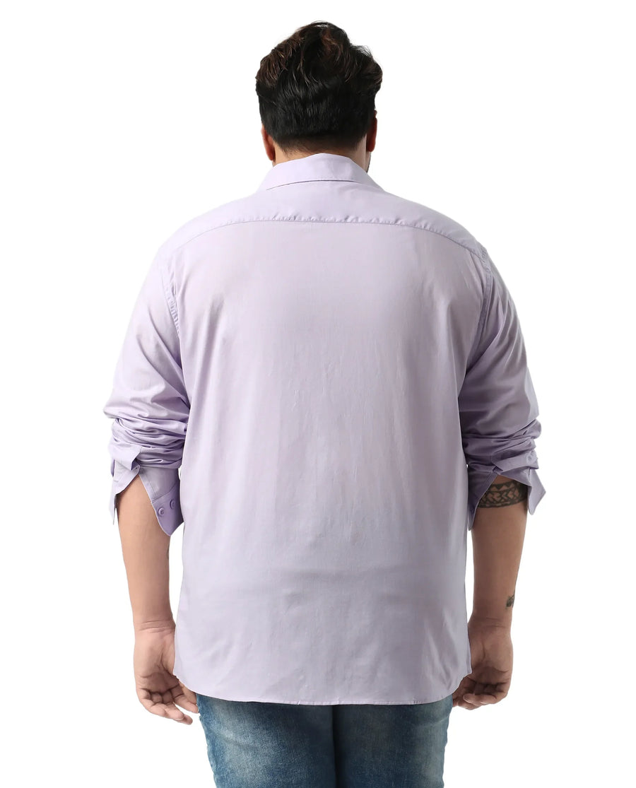 Rare Rabbit Men's Purl Big Purple Cotton Fabric Full Sleeve Collared Neck Plain Shirt
