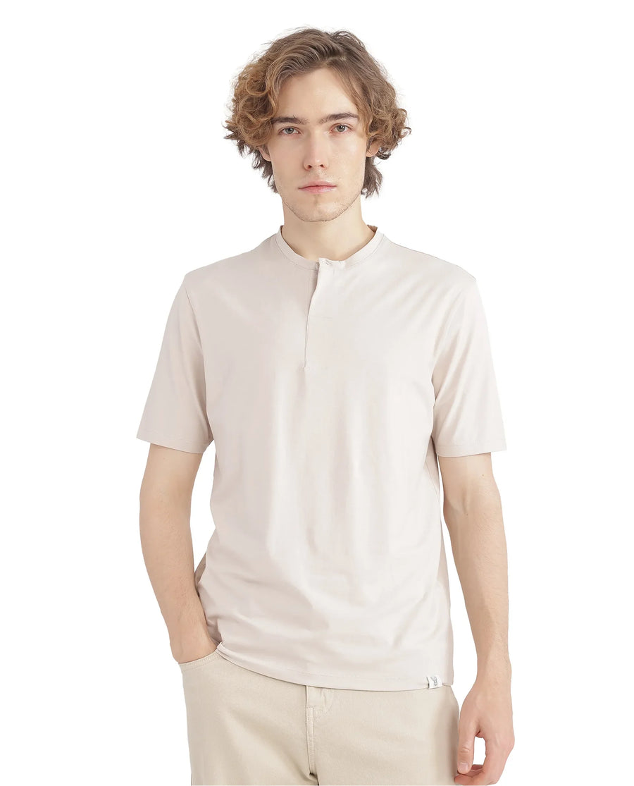 Rare Rabbit Men's Purt Beige Cotton Blend Plain Regular Fit Half Sleeve Crew Neck T-Shirt