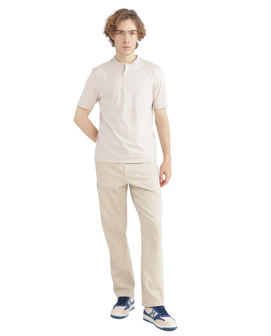 Rare Rabbit Men's Purt Beige Cotton Blend Plain Regular Fit Half Sleeve Crew Neck T-Shirt