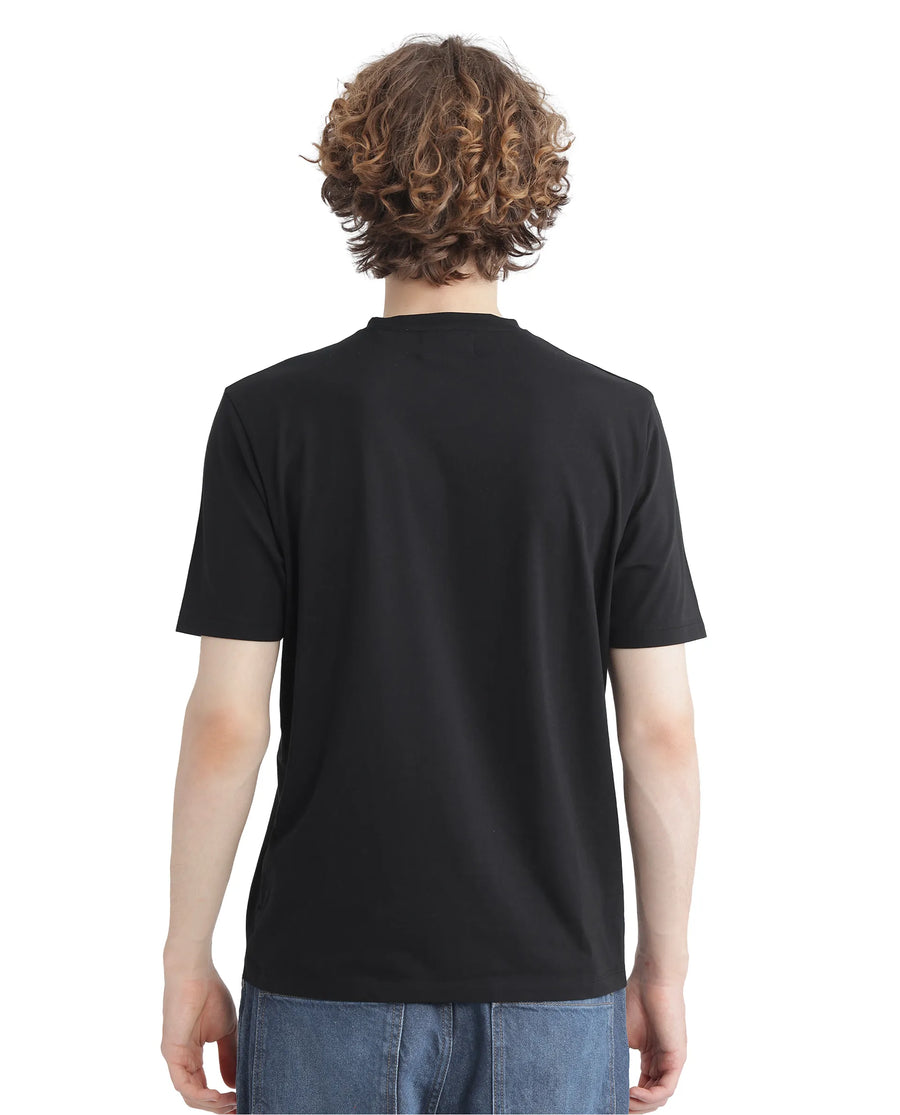 Rare Rabbit Men's Purt Black Cotton Blend Plain Regular Fit Half Sleeve Crew Neck T-Shirt