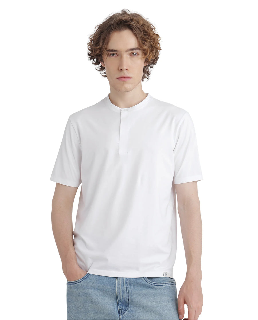 Rare Rabbit Men's Purt White Cotton Blend Plain Regular Fit Half Sleeve Crew Neck T-Shirt