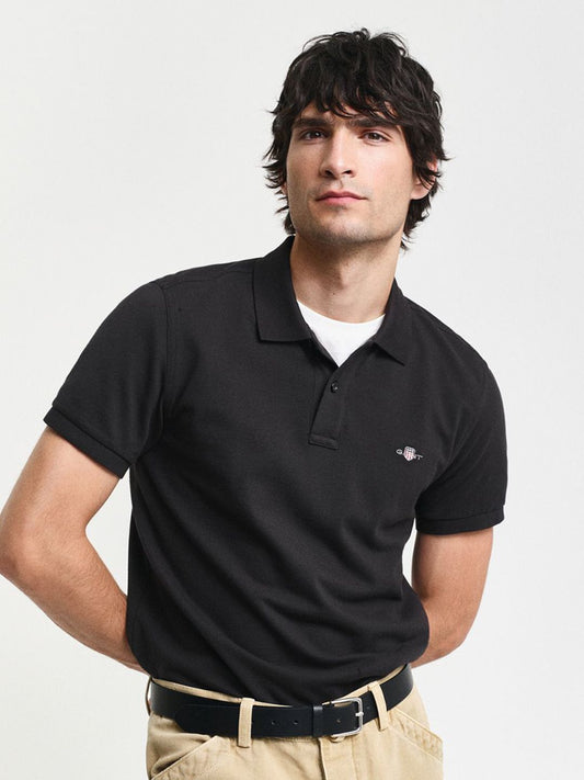 GANT Men Solid Polo Collar Pique Cotton Slim Fit T-shirt