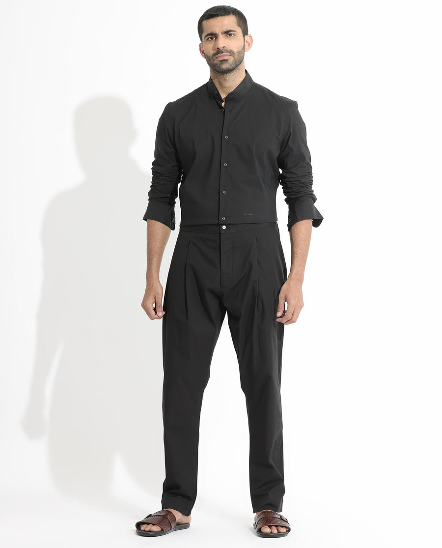 Rare Rabbit Men's Pajama-3 Black Viscose Plain Slim Fit Pajama