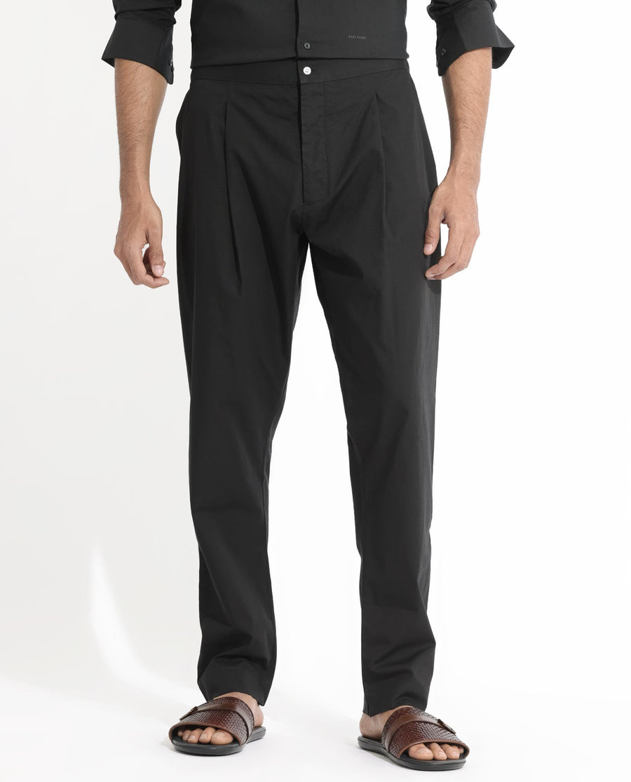 Rare Rabbit Men's Pajama-3 Black Viscose Plain Slim Fit Pajama