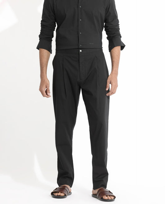 Rare Rabbit Men's Pajama-3 Black Viscose Plain Slim Fit Pajama