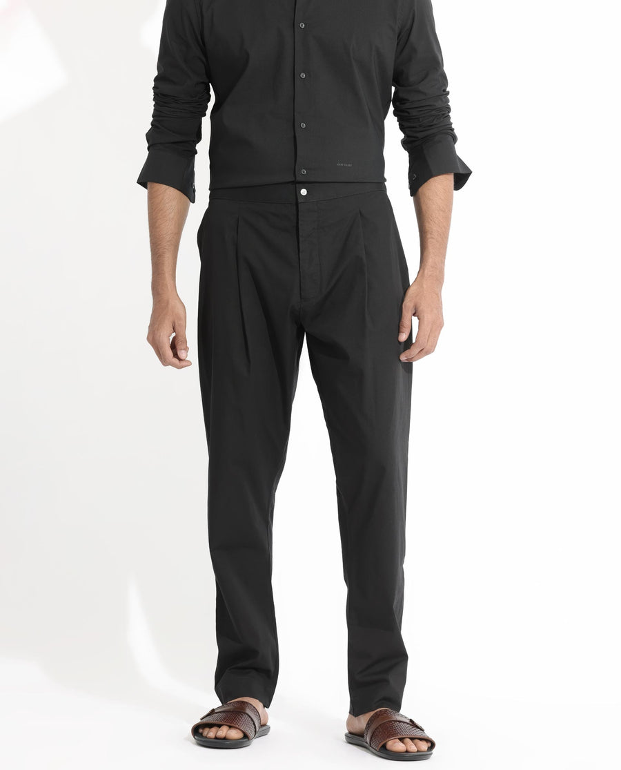 Rare Rabbit Men's Pajama-3 Black Viscose Plain Slim Fit Pajama