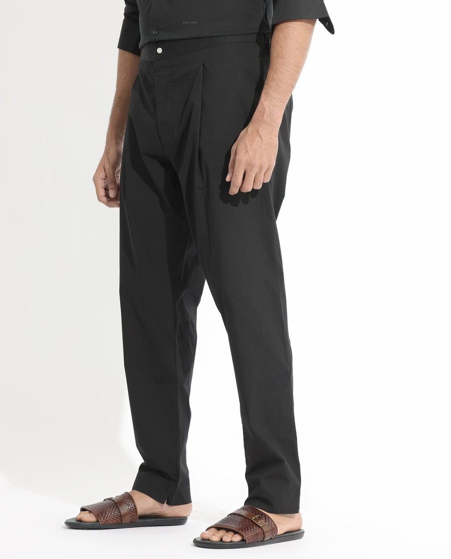 Rare Rabbit Men's Pajama-3 Black Viscose Plain Slim Fit Pajama