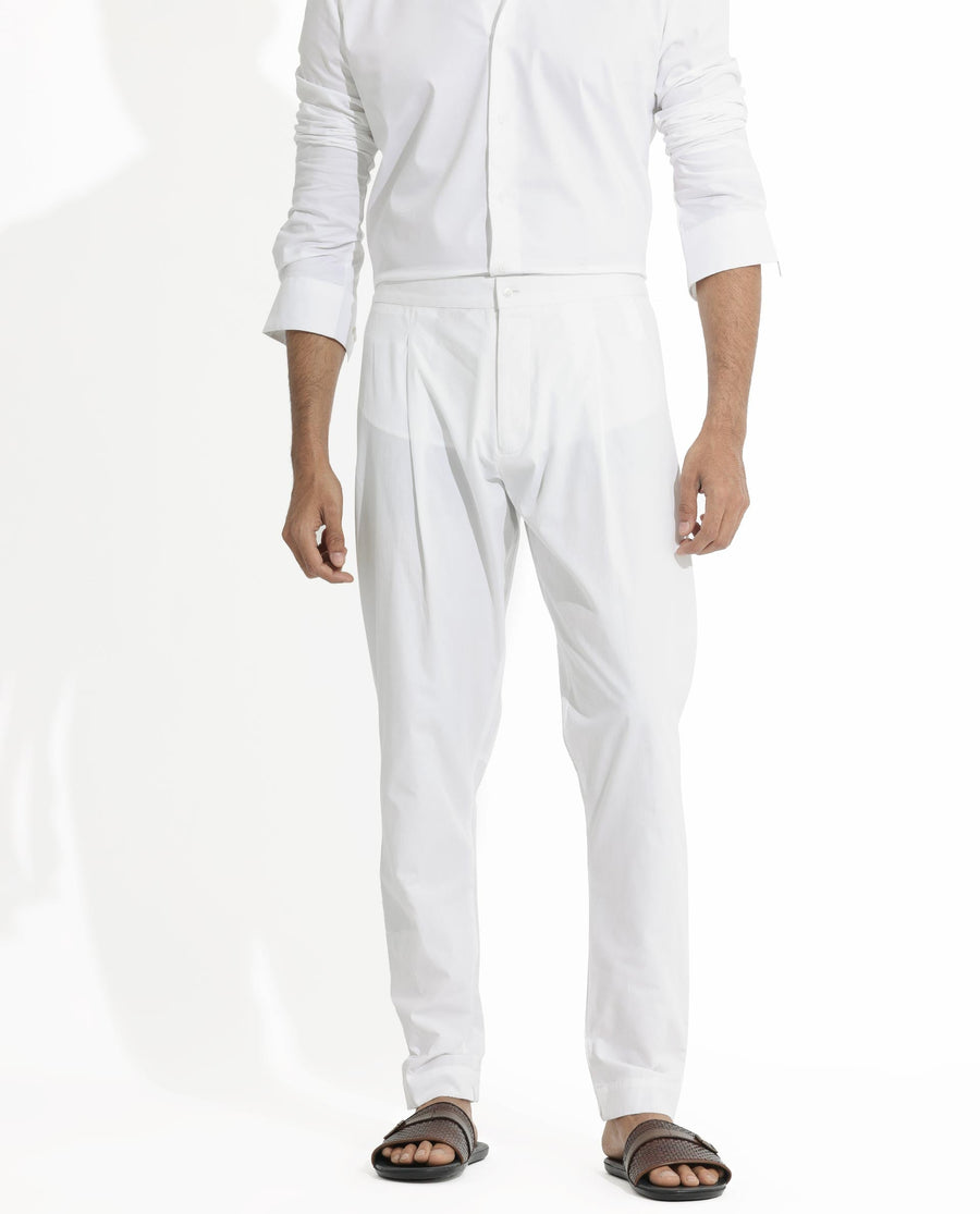 Rare Rabbit Men's Pajama-3 White Viscose Plain Slim Fit Pajama