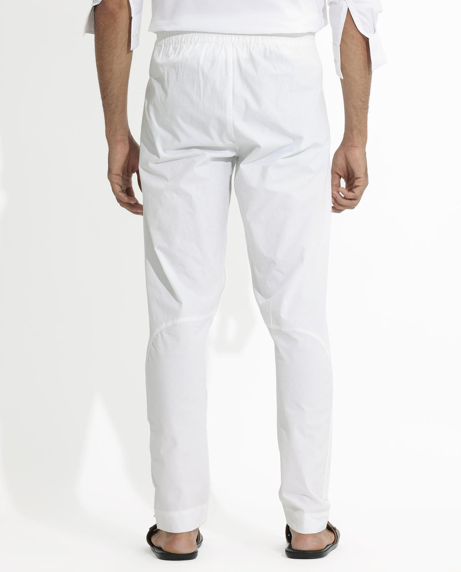 Rare Rabbit Men's Pajama-3 White Viscose Plain Slim Fit Pajama