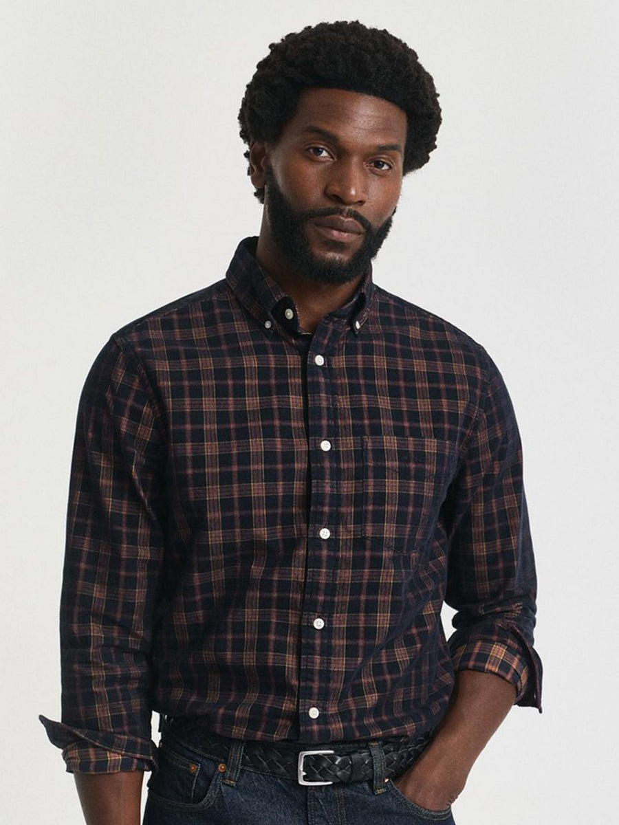 GANT Classic Fit Checked Button Down Collar Corduroy Cotton Shirt