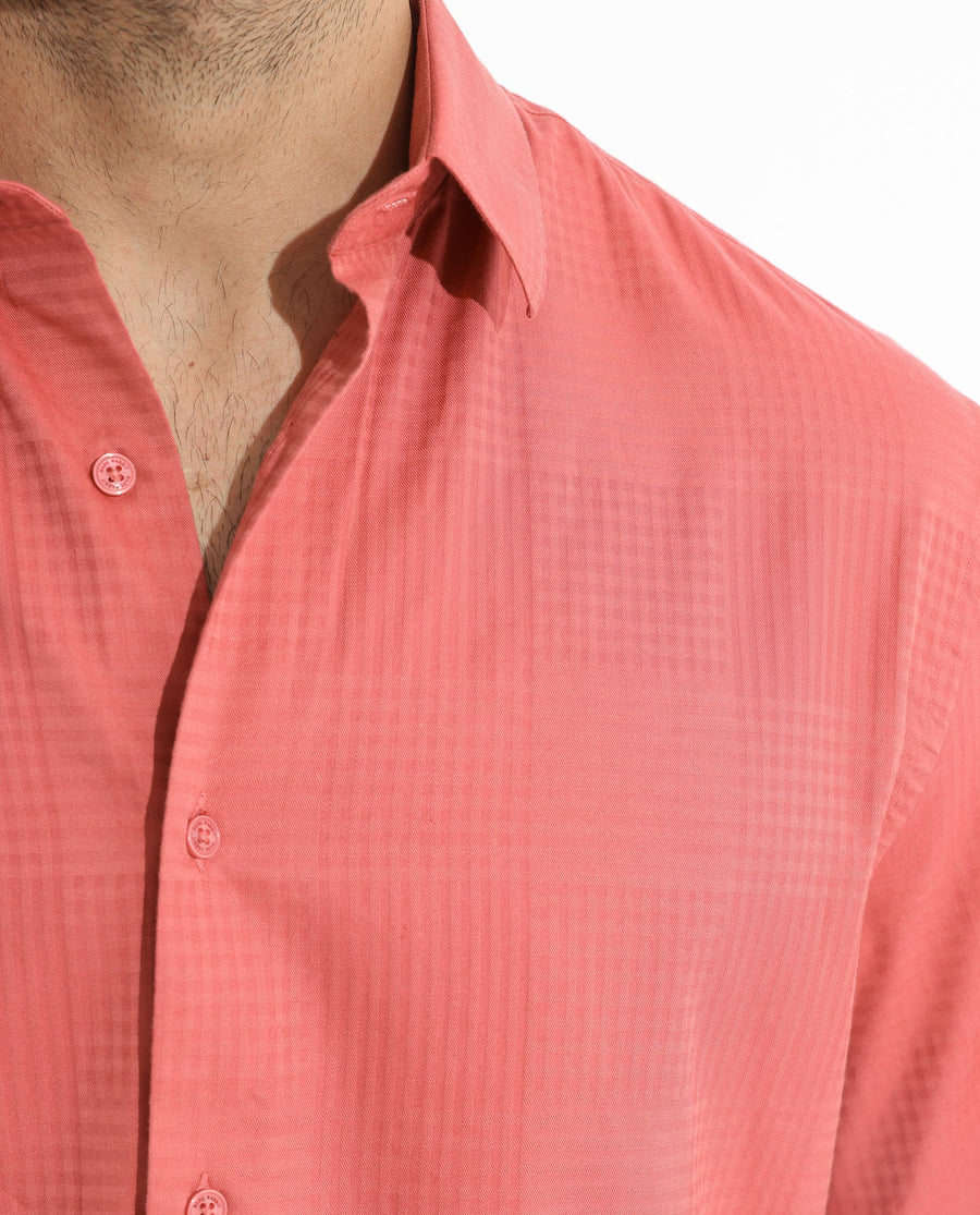 Rare Rabbit Men's Pied Rust Cotton Checked Print Regular Fit Half Sleeve Collared Shirt