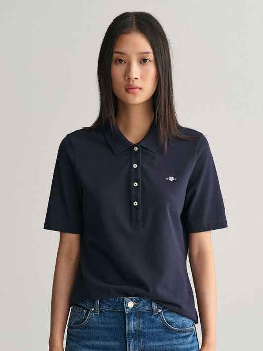 GANT Women Polo Collar Pure Cotton Slim Fit T-shirt