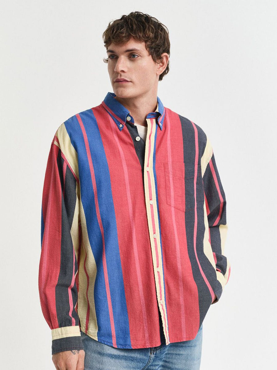 GANT Men Oversized Seersucker Striped Cotton Casual Shirt