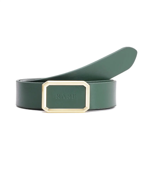Rare Rabbit Men Poze Emrald Green Genuine Leather Belt
