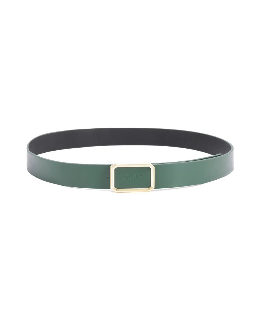 Rare Rabbit Men Poze Emrald Green Genuine Leather Belt