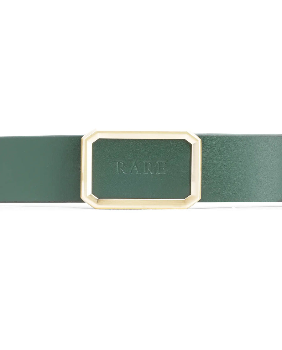 Rare Rabbit Men Poze Emrald Green Genuine Leather Belt