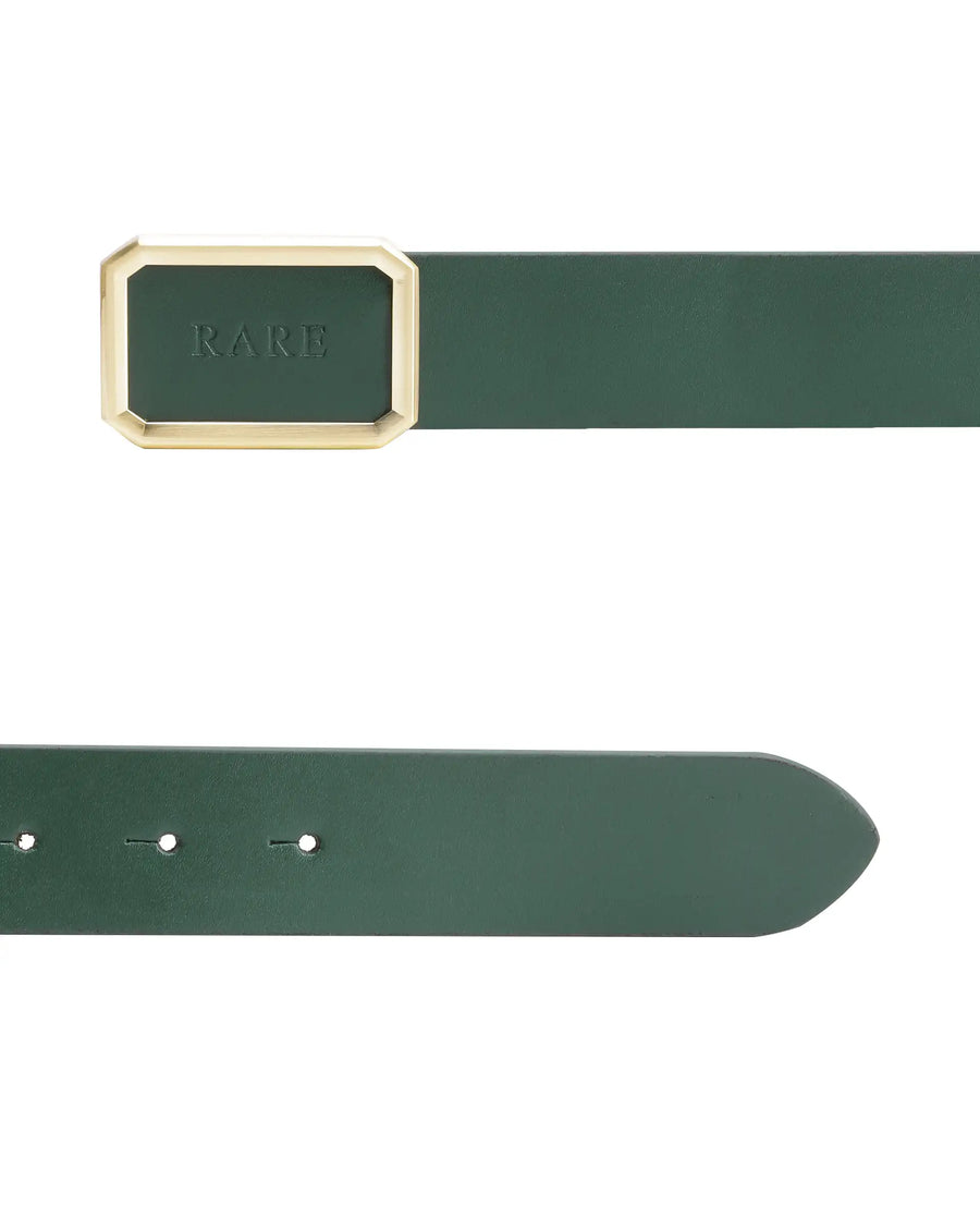 Rare Rabbit Men Poze Emrald Green Genuine Leather Belt