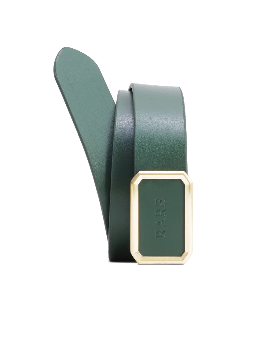 Rare Rabbit Men Poze Emrald Green Genuine Leather Belt