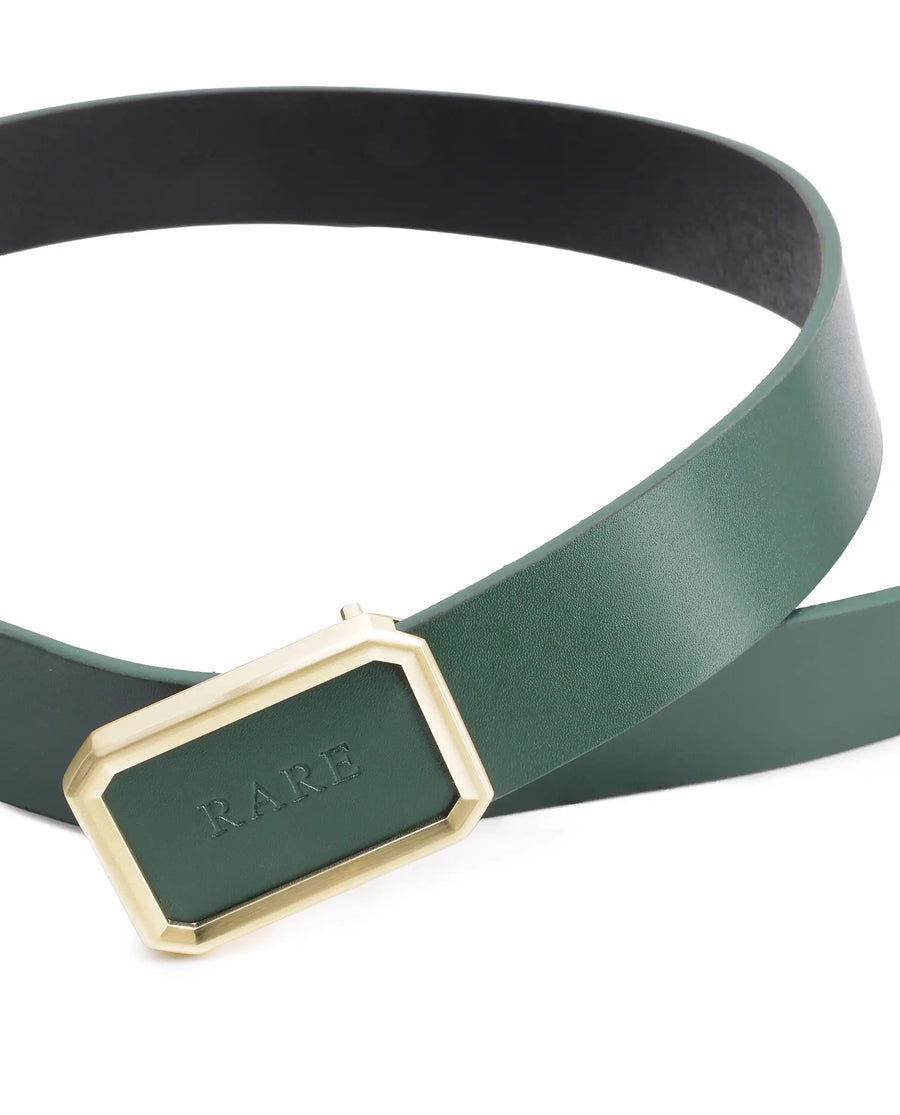 Rare Rabbit Men Poze Emrald Green Genuine Leather Belt