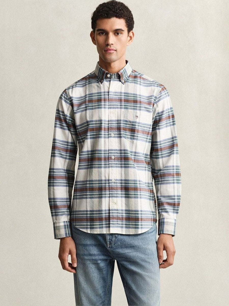Gant Men Multicolor Checked Regular Fit Oxford Shirt