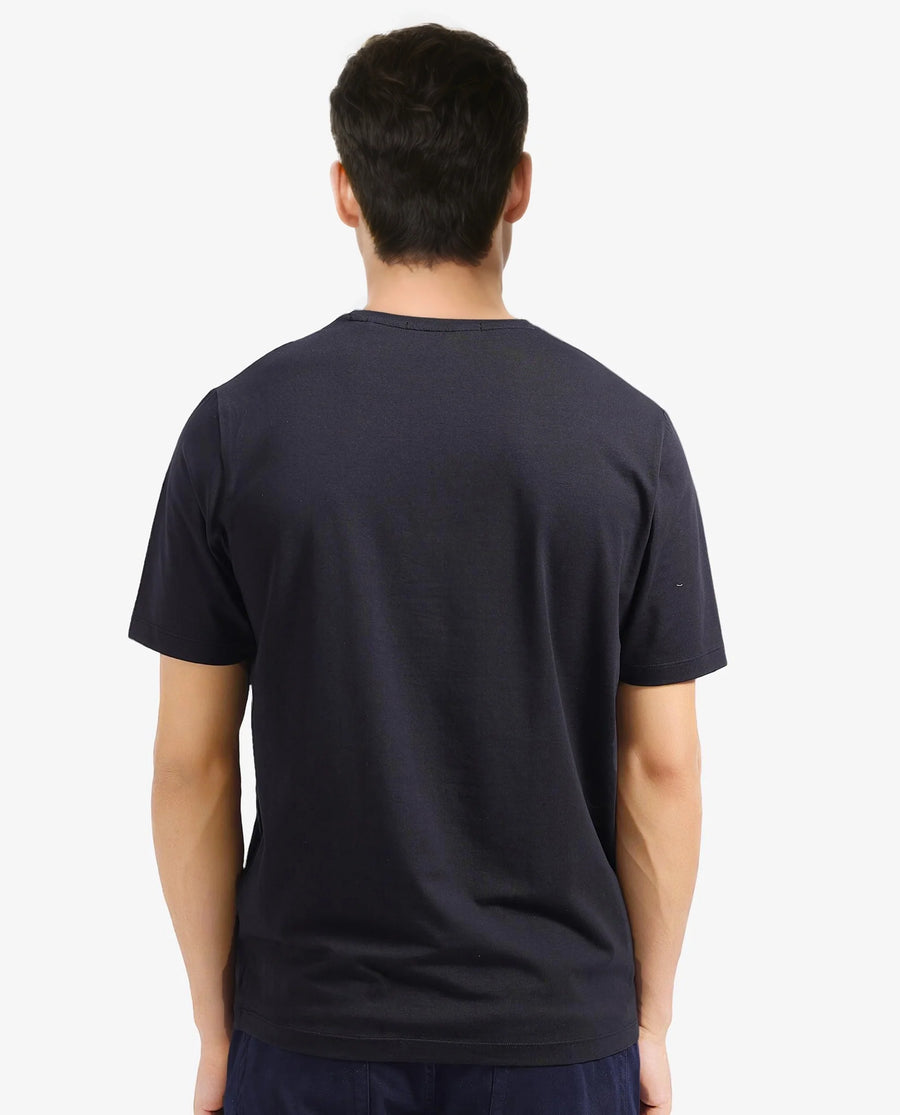 Rare Rabbit Men's Qeat Black Graphic Print Regular Fit Half Sleeve Crew Neck T-Shirt