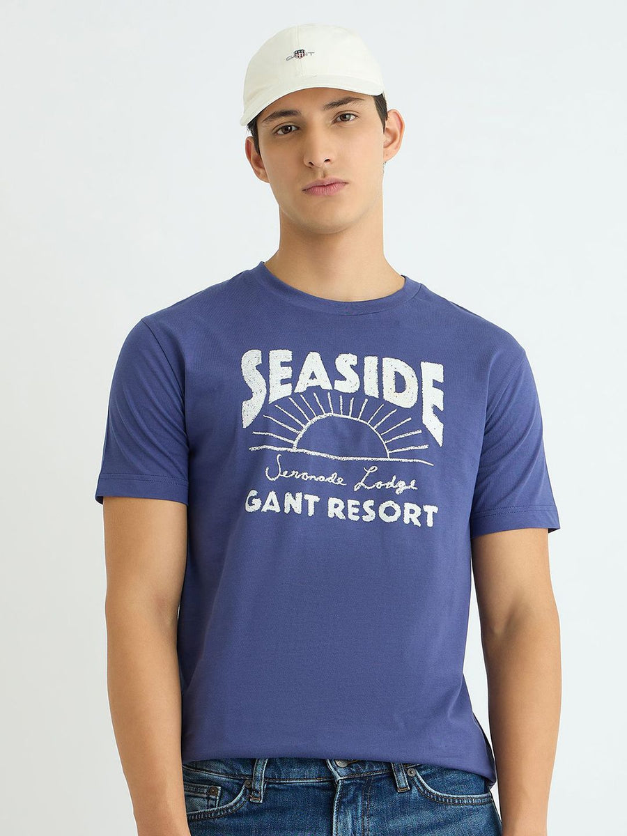 GANT Typography Printed Round Neck Pure Cotton T-shirt