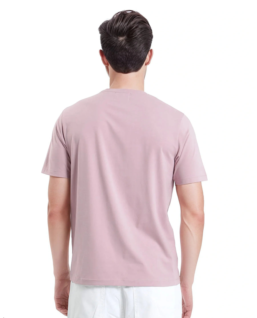Rare Rabbit Men's Quix Pastel Pink Cotton Blend Graphic Print Regular Fit Half Sleeve Crew Neck T-Shirt