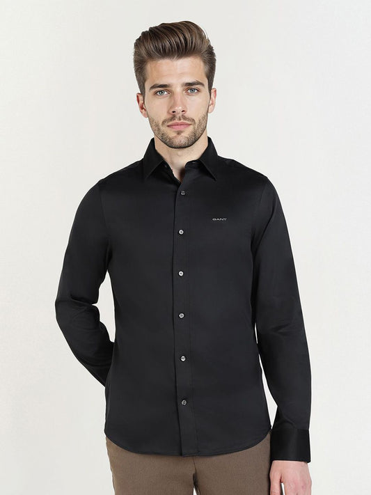 GANT Men Relaxed Slim Fit Solid Spread Collar Pure Cotton Casual Shirt
