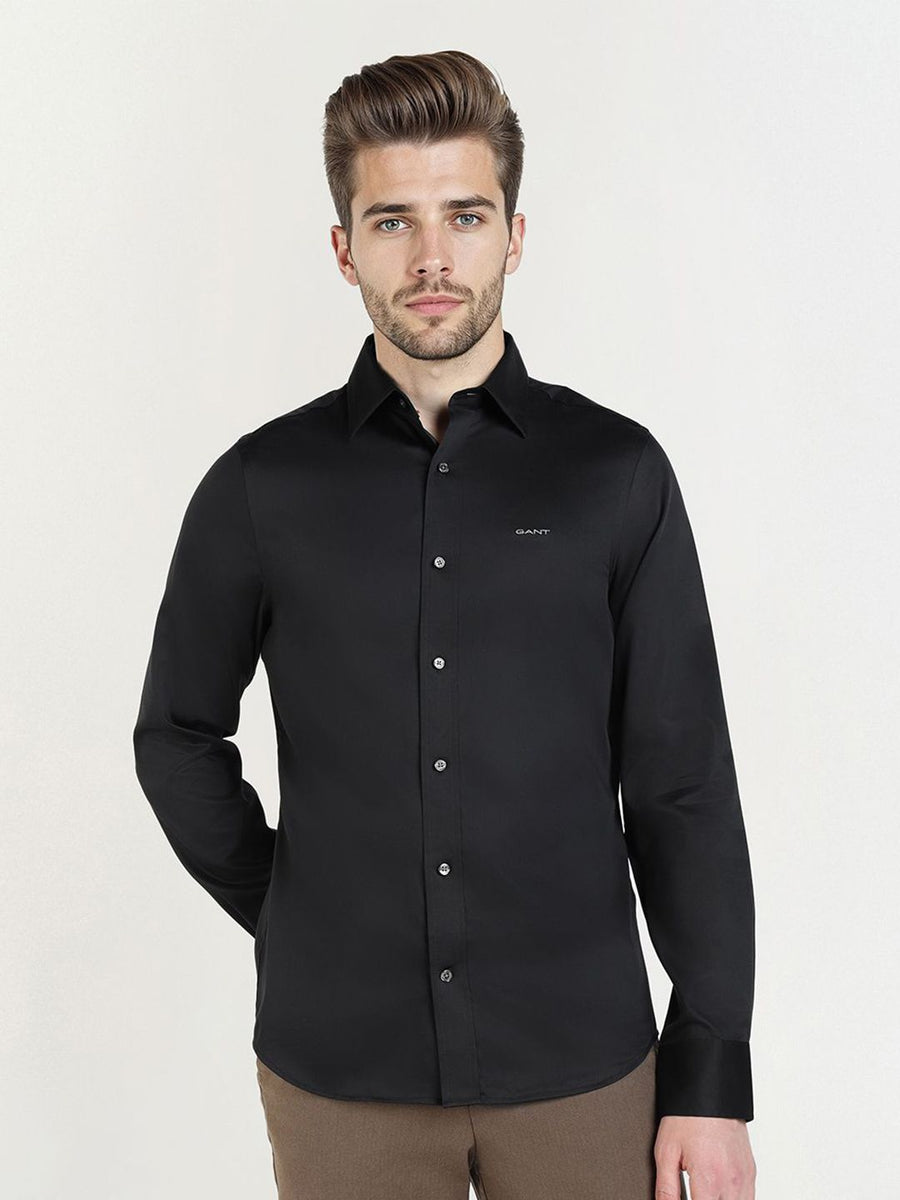 GANT Men Relaxed Slim Fit Solid Spread Collar Pure Cotton Casual Shirt